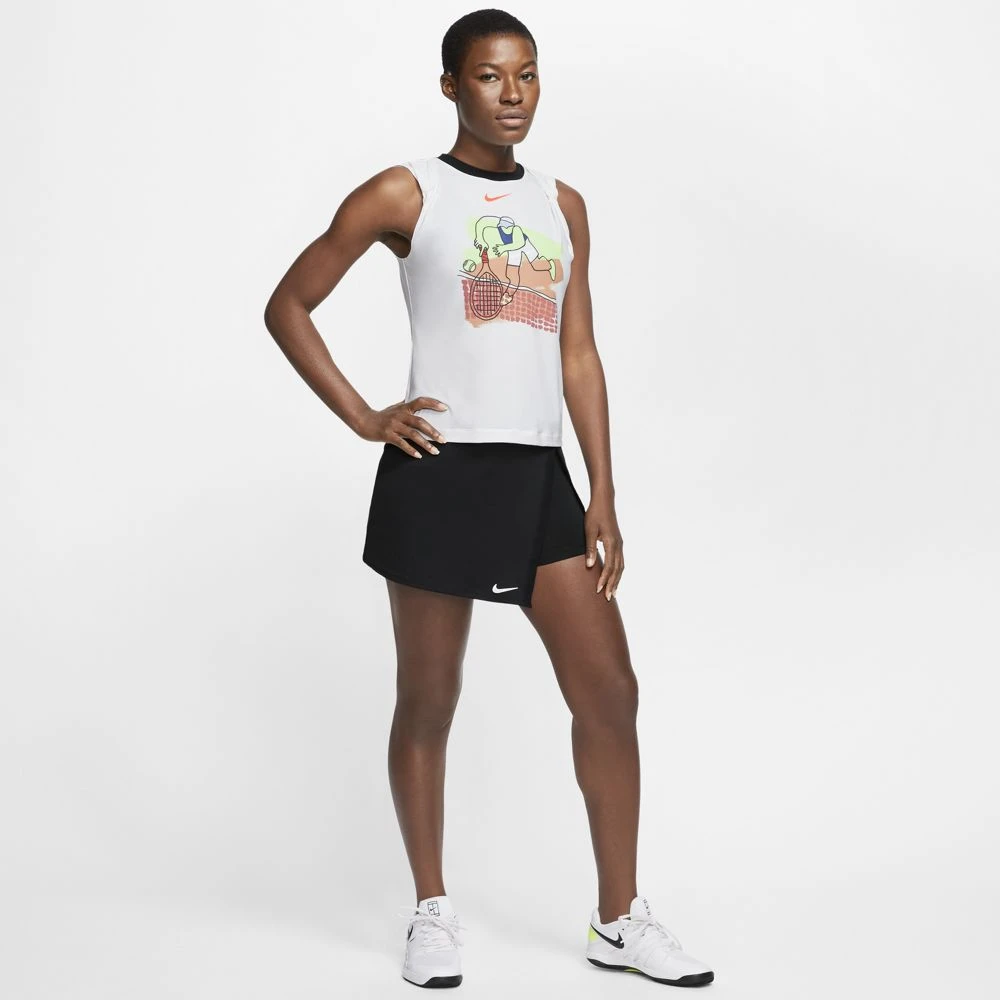Nike Women's Dri-Fit Sleeveless Top (White/Black) Nike Women's Dri-Fit Sleeveless Top (White/Black) -Racquet Equipment Store CI9324 100 PHSYM002 1000