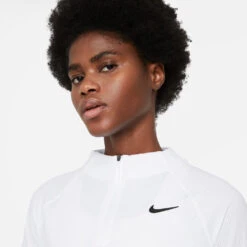 Nike Women's Victory Dri-FIT Long Sleeve Top (White/Black) -Racquet Equipment Store CV4697 100 PHSYM001 3144