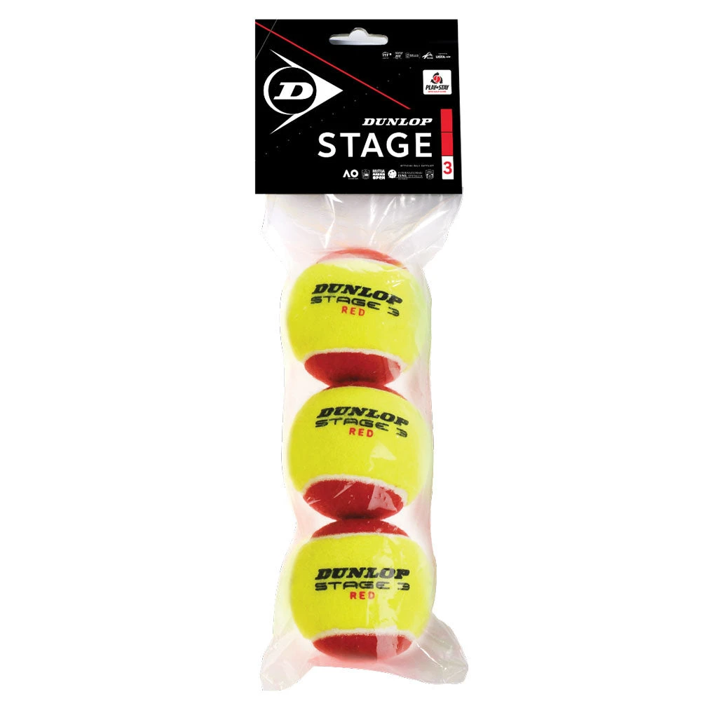Dunlop Stage 3 Red Junior Tennis Balls Dunlop Stage 3 Red Junior Tennis Balls -Racquet Equipment Store DT19 601340 STAGE3 3BALLPACK