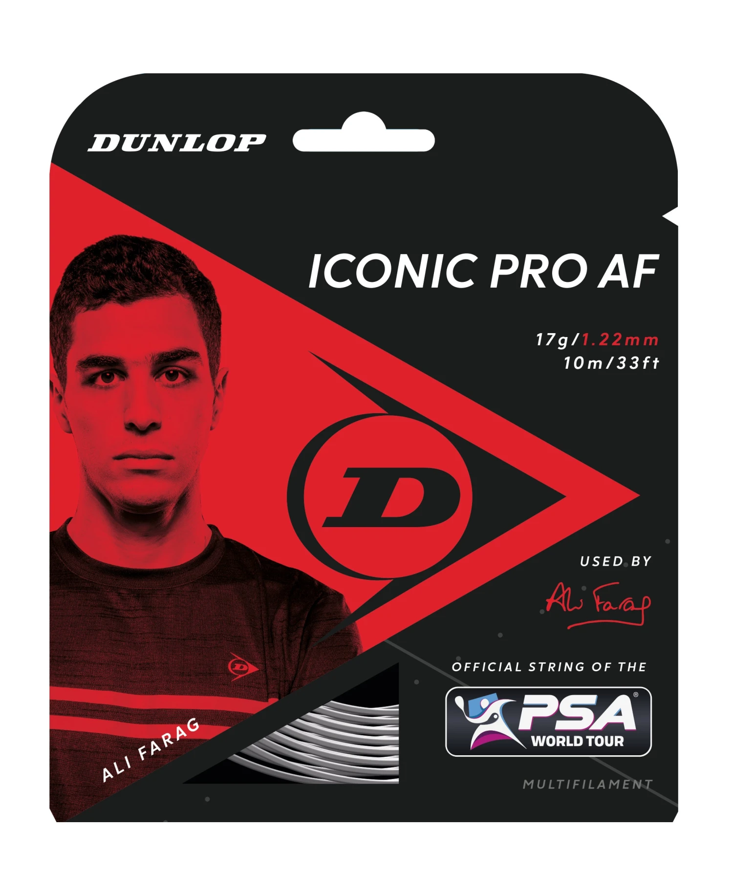 Dunlop Iconic Pro 17 Squash String (Black) Dunlop Iconic Pro 17 Squash String (Black) -Racquet Equipment Store DunlopPSA StringPackaging IconicProAF17G