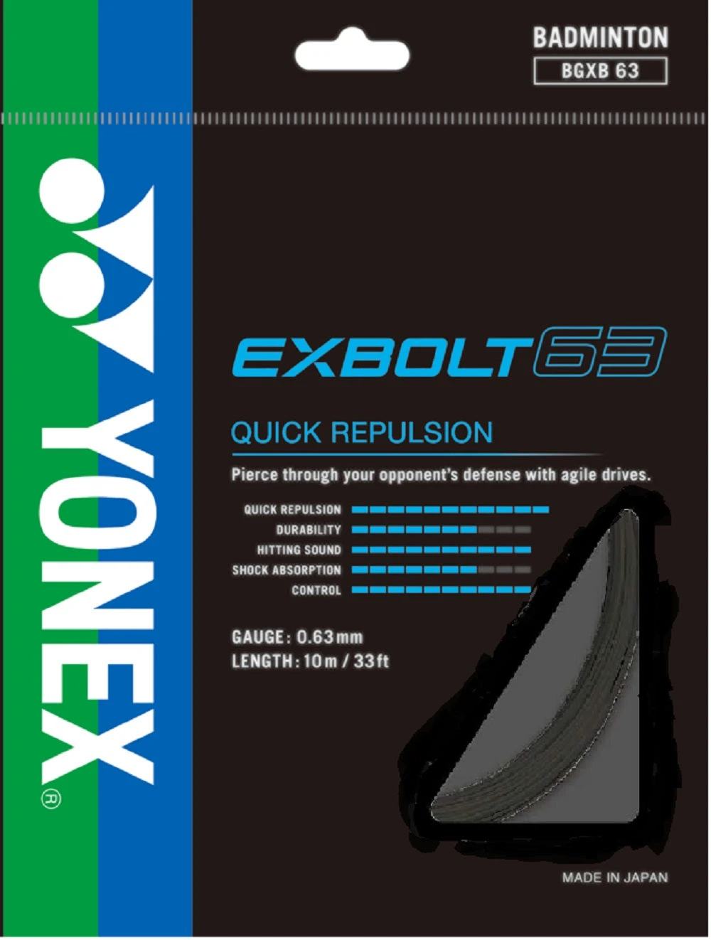 Yonex BG Exbolt 63 Badminton String (Black) Yonex BG Exbolt 63 Badminton String (Black) -Racquet Equipment Store EXBOLT63black