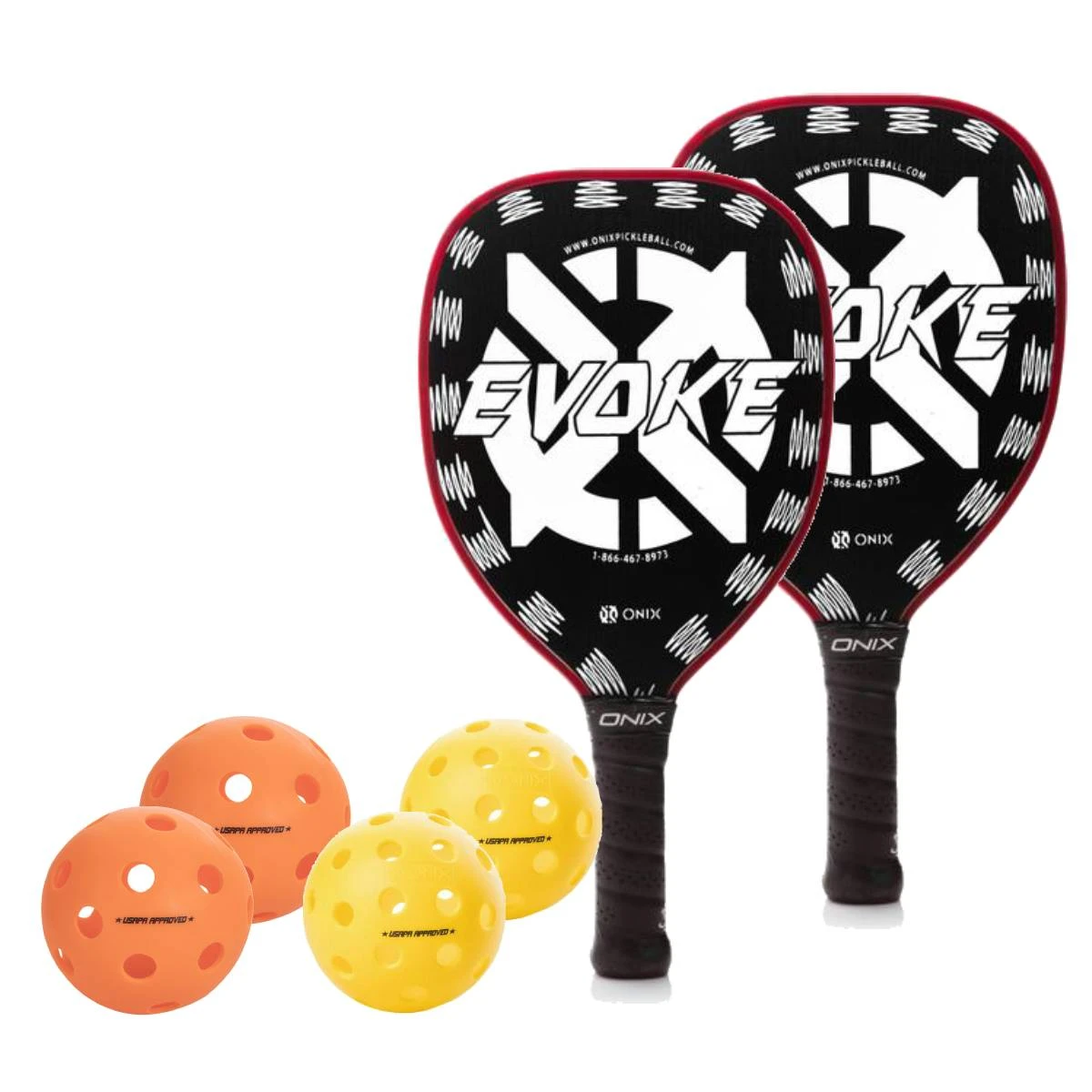 ONIX Evoke Teardrop (White) 2 Paddle Pickleball Bundle ONIX Evoke Teardrop (White) 2 Paddle Pickleball Bundle -Racquet Equipment Store EvokeTeardropWhiteBundle