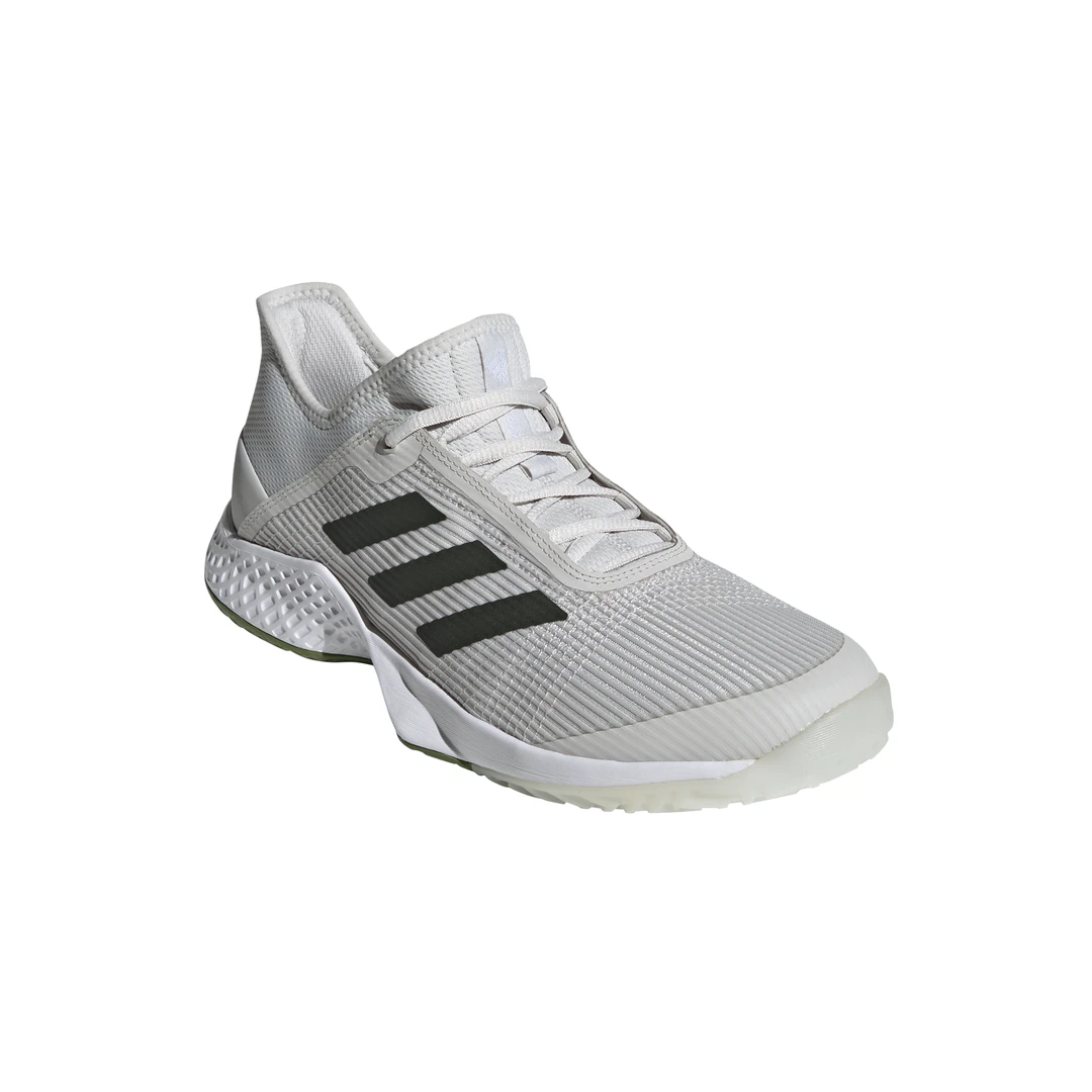 adidas Adizero Club Junior Tennis Shoe (Grey/White/Green) Adidas Adizero Club Junior Tennis Shoe (Grey/White/Green) -Racquet Equipment Store G26566 FTW photo front lateral top white
