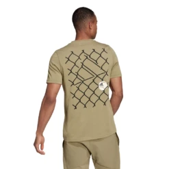 Adidas Men's Tennis Graphic Tee Top (Orbit Green) -Racquet Equipment Store GU8862 APP on model back white