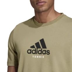 Adidas Men's Tennis Graphic Tee Top (Orbit Green) -Racquet Equipment Store GU8862 APP on model detail 1 white