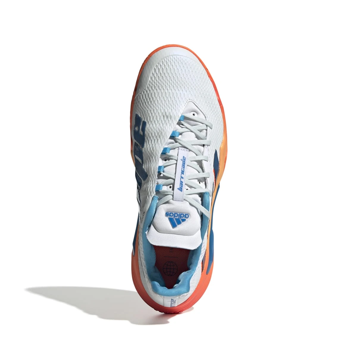 adidas Barricade Men's Tennis Shoe (Blue/White/Orange) Adidas Barricade Men's Tennis Shoe (Blue/White/Orange) -Racquet Equipment Store GW2963 3 FOOTWEAR Photography TopPortraitView white