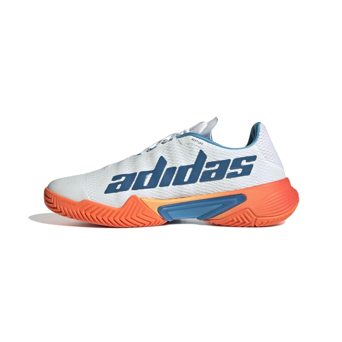 adidas Barricade Men's Tennis Shoe (Blue/White/Orange) Adidas Barricade Men's Tennis Shoe (Blue/White/Orange) -Racquet Equipment Store GW2963 5 FOOTWEAR Photography SideMedialCenterView white