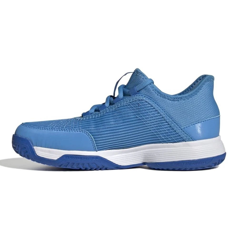 adidas adizero Club Junior Tennis Shoe (Pulse Blue/Cloud White) Adidas Adizero Club Junior Tennis Shoe (Pulse Blue/Cloud White) -Racquet Equipment Store GX1854 5 FOOTWEAR Photography SideMedialCenterView white