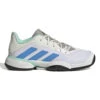 Adidas Barricade Junior Tennis Shoe (White/Blue) 1 Adidas Barricade Junior Tennis Shoe (White/Blue) -Racquet Equipment Store GY4017 1 FOOTWEAR Photography SideLateralCenterView white