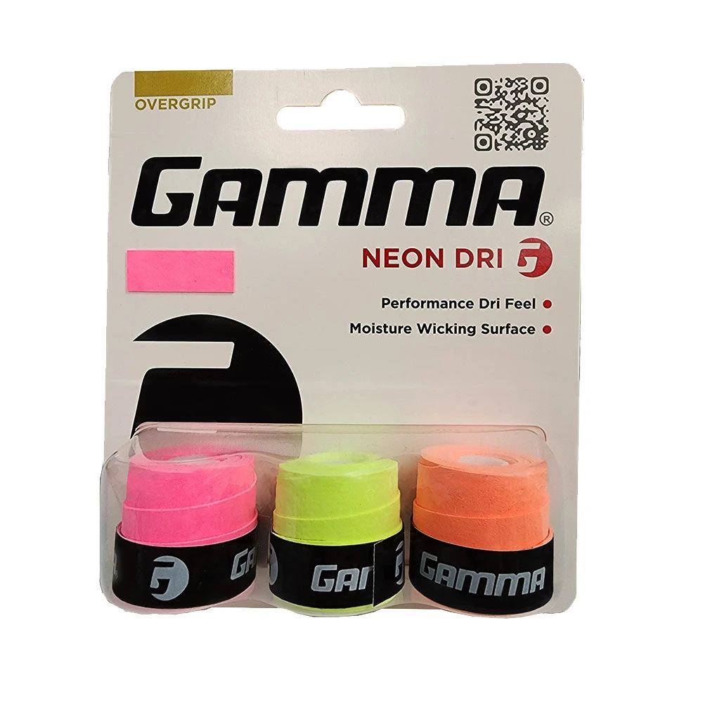 Gamma Neon Dri Overgrip 3 Pack (Pink/Yellow/Orange) Gamma Neon Dri Overgrip 3 Pack (Pink/Yellow/Orange) -Racquet Equipment Store Gamma Neon Dri Overgrip 3 Pack