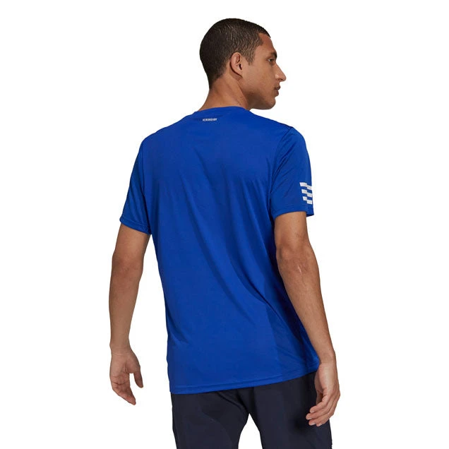 adidas Men's 3 Stripes Club Top (Blue/White) Adidas Men's 3 Stripes Club Top (Blue/White) -Racquet Equipment Store H34690 APP on model back white