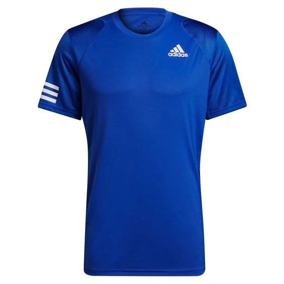 adidas Men's 3 Stripes Club Top (Blue/White) Adidas Men's 3 Stripes Club Top (Blue/White) -Racquet Equipment Store H34690 APP photo front center white