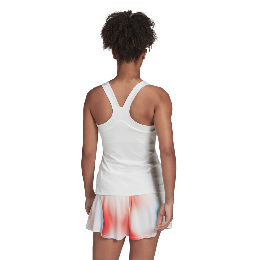 adidas Women's Tennis Y-Tank Top (White) Adidas Women's Tennis Y-Tank Top (White) -Racquet Equipment Store HF0842 APP on model back white