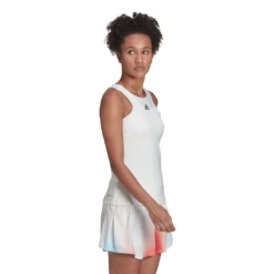 Adidas Women's Tennis Y-Tank Top (White) 5 Adidas Women's Tennis Y-Tank Top (White) -Racquet Equipment Store HF0842 APP on model walking white