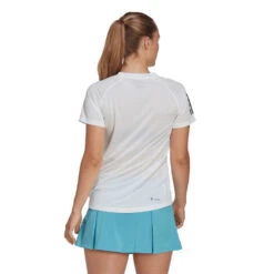 Adidas Women's Club 3 Stripe Top (White) 5 Adidas Women's Club 3 Stripe Top (White) -Racquet Equipment Store HS1449 5 APPAREL OnModel BackView transparent