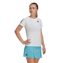 Adidas Women's Club 3 Stripe Top (White) 4 Adidas Women's Club 3 Stripe Top (White) -Racquet Equipment Store HS1449 6 APPAREL OnModel WalkingView transparent