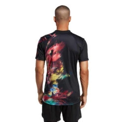 Adidas Men's Melbourne Freelift Polo (Black) -Racquet Equipment Store HT7215 5 APPAREL OnModel BackView transparent