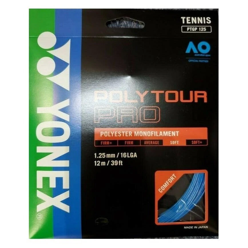 Yonex Poly Tour Pro 16L/1.25 Tennis String (Blue) Yonex Poly Tour Pro 16L/1.25 Tennis String (Blue) -Racquet Equipment Store Poly Tour Pro 125 Blue 16L