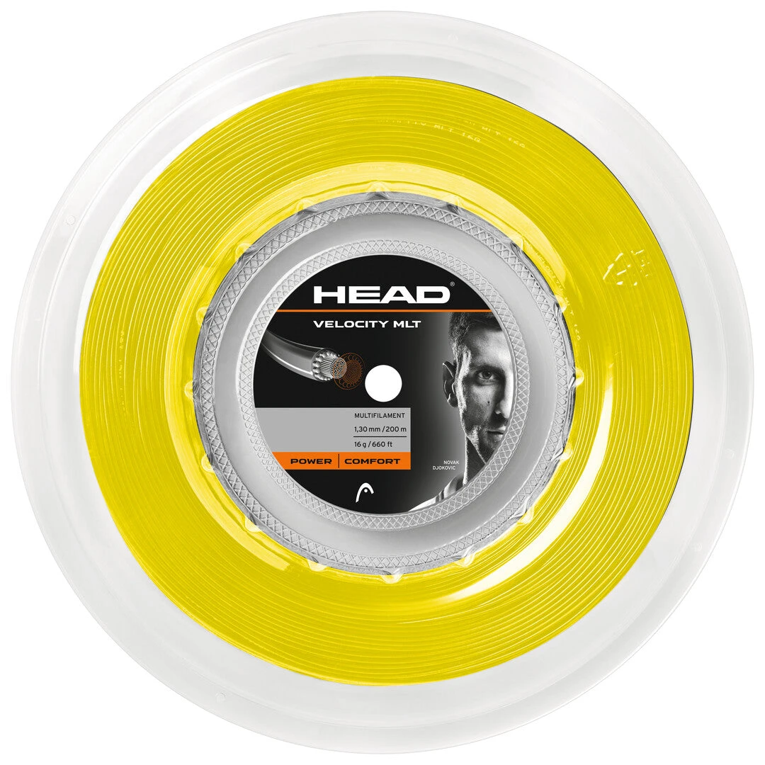 Head Velocity MLT 16/1.30 Tennis String Reel (Yellow) Head Velocity MLT 16/1.30 Tennis String Reel (Yellow) -Racquet Equipment Store Presentation Velocity MLT yellow