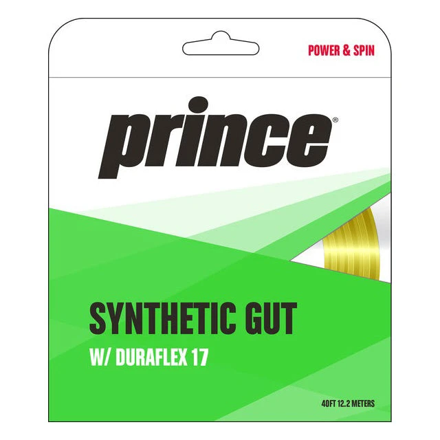 Prince Synthetic Gut 17/1.25 Duraflex Tennis String (Gold) Prince Synthetic Gut 17/1.25 Duraflex Tennis String (Gold) -Racquet Equipment Store STRING SYNTHETIC GUT DURAFLEX 17 gold