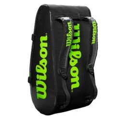 Wilson Super Tour 15 Pack Racquet Bag (Black/Green) -Racquet Equipment Store WR8004101001 Super Tour 3 Comp BKGR Stand Up
