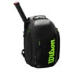 Wilson Super Tour Backpack Racquet Bag (Black/Green) 2 Wilson Super Tour Backpack Racquet Bag (Black/Green) -Racquet Equipment Store WR8004301001 Super Tour Backpack BKGR Front wRackets