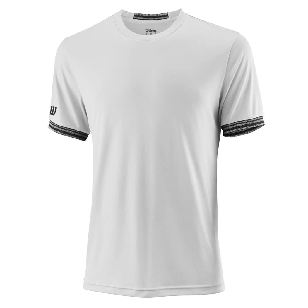 Wilson Men's Team Solid Crew (White) -Racquet Equipment Store WRA765301 0 SS18 Team M Team Solid Crew Mens White Black Front.png.cq5dam.web .1200.1200