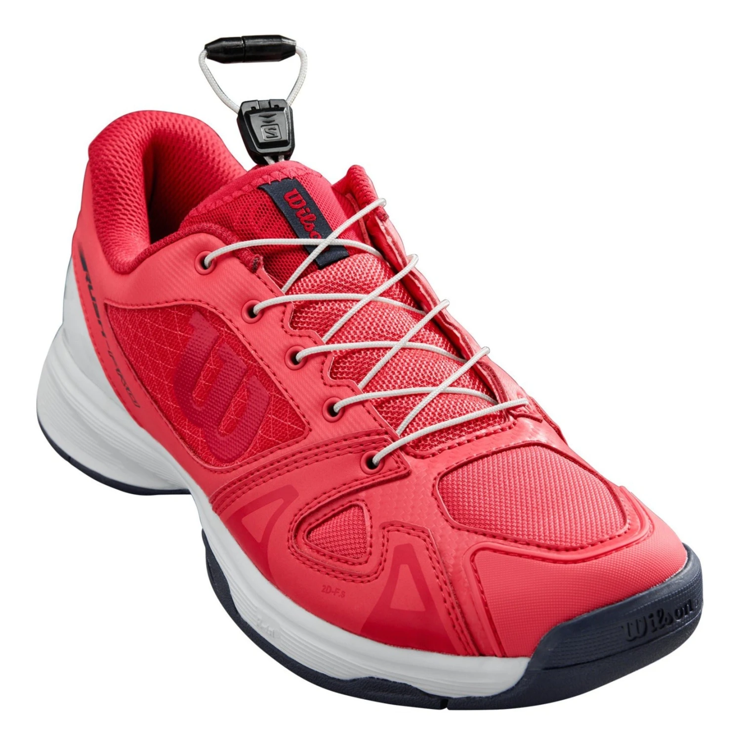 Wilson Rush Pro QL Junior Tennis Shoe (White/Pink) Wilson Rush Pro QL Junior Tennis Shoe (White/Pink) -Racquet Equipment Store WRS324980 Jr Rush Pro QL ParadisePink White Barberry Hero