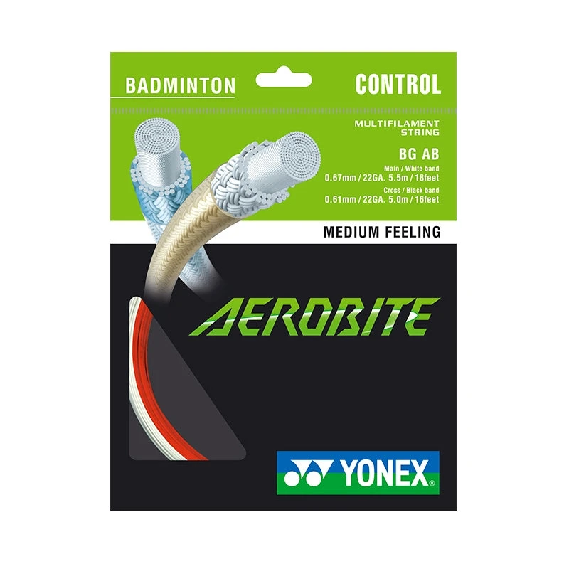 Yonex BG Aerobite Hybrid Badminton String (White/Red) Yonex BG Aerobite Hybrid Badminton String (White/Red) -Racquet Equipment Store