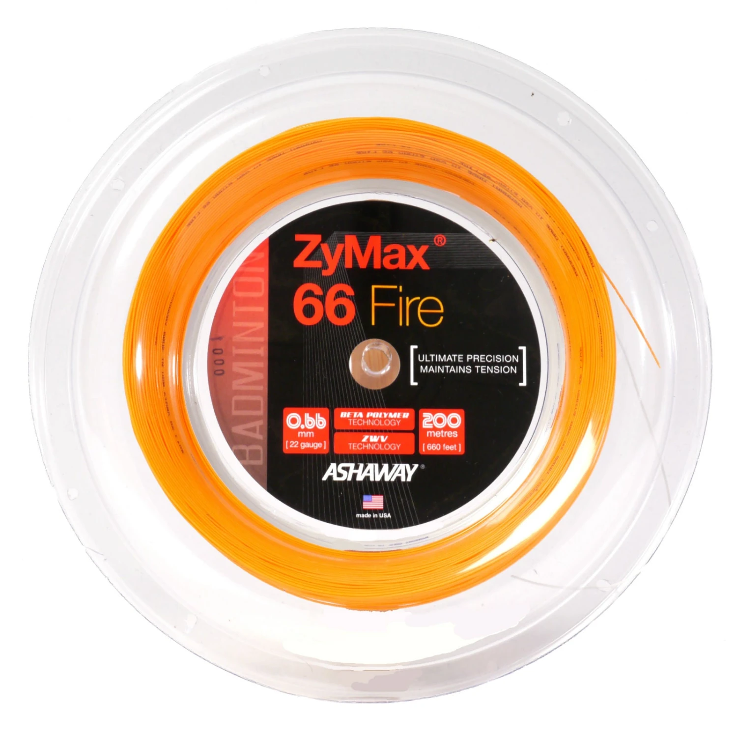 Ashaway Zymax 66 Fire Badminton String Reel (Orange) Ashaway Zymax 66 Fire Badminton String Reel (Orange) -Racquet Equipment Store ZyMax66FireOrange r