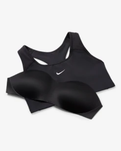 Nike Women's Dri-FIT Swoosh Medium Support 1 Piece Pad Sports Bra (Black/White) -Racquet Equipment Store dri fit swoosh support 1 piece pad sports bra mx9N8j 5c7d79bb 1590 47dd 896a fbf7a97dda6f