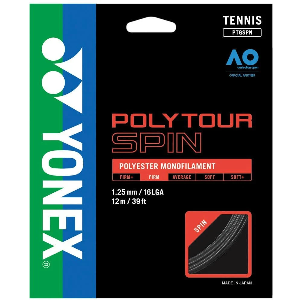 Yonex Poly Tour Spin 16L/1.25 Tennis String (Black) Yonex Poly Tour Spin 16L/1.25 Tennis String (Black) -Racquet Equipment Store shopping 1